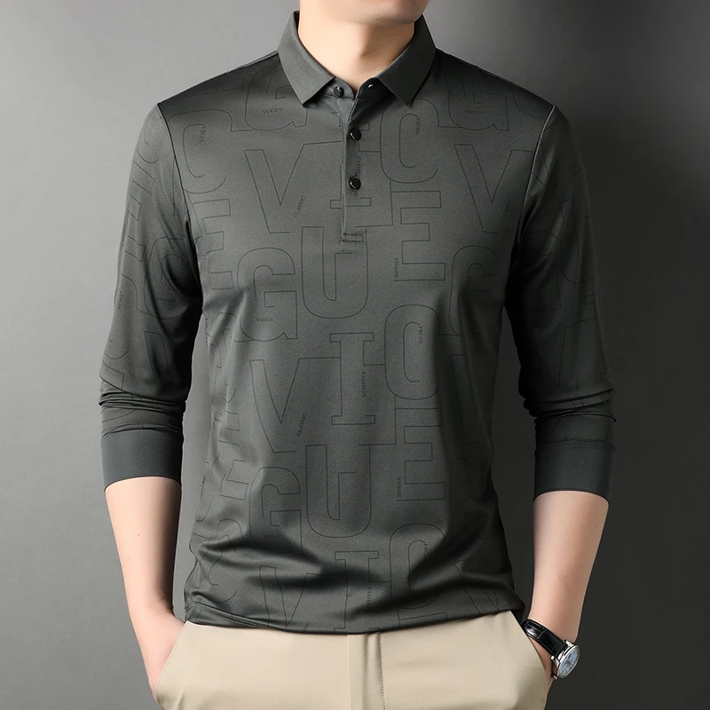 

Top Grade New Fashion Brand Men Plain Polo Shirts For Men Solid Color Casual Designer Long Sleeve Tops Men's Clothing 2022