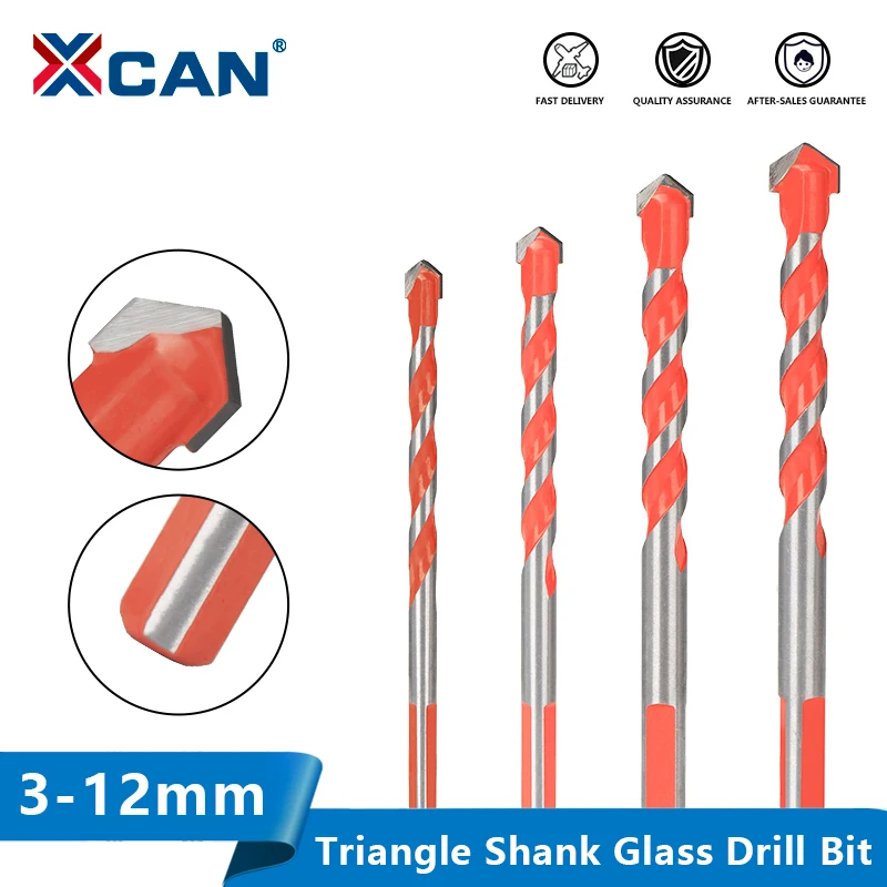 XCAN Drill Bit Multi-function Triangle Drill for Ceramic Tile, Concrete, Wall, Metal Wood Drilling Hole Cutter Glass Drill Bit 10pcs 6mm glass concrete drill bit ceramic tile marble spear head hex shank universal drilling tool hole opener for wall plastic