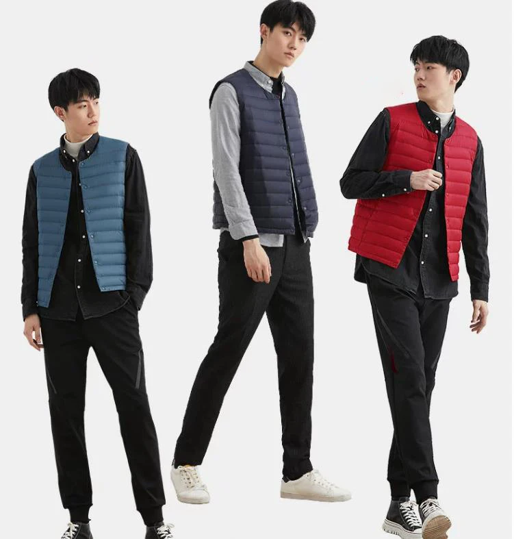 Brand Quality Man 90% White Down Vest Portable Ultra Light Waistcoat Sleeveless Coat Men Winter Warm Liner