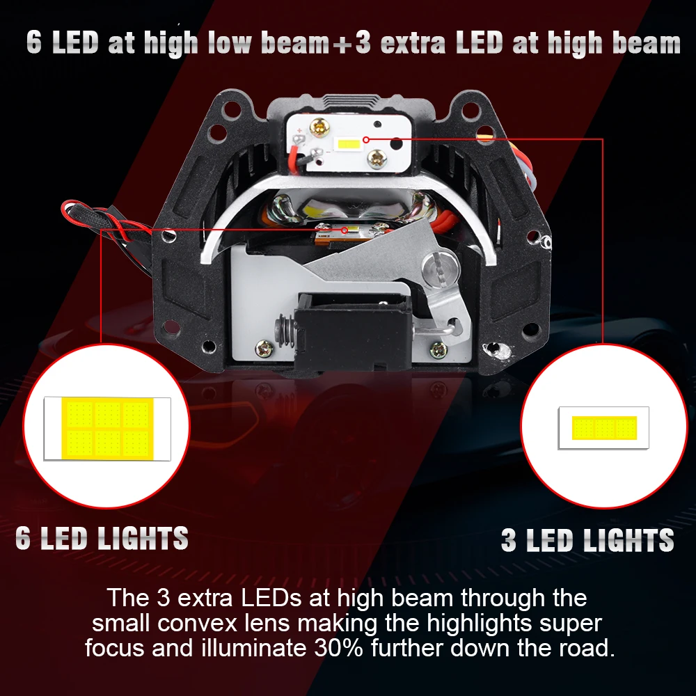 Bi-led Lens Hyperboloid Projector 3.0'' LED Light 180W 25000LM Matrix Lens For Hella 3R G5 H7 H4 9005 9006 Headlights led car lights led lights led bulbs led headlights led car headlights car headlamps