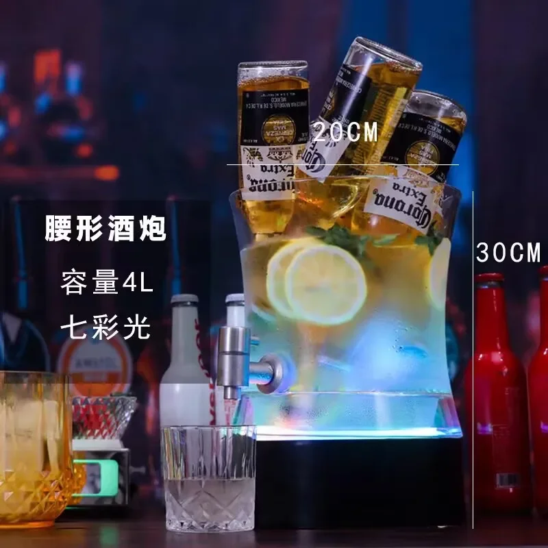 4L Acrylic Light Up Ice Bucket With Tap RGB Color Changing LED Cooler Bucket For Champagne Wine Drinks Beer Bottles used
