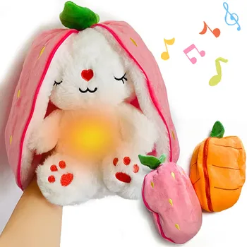 Cute Music Luminous Breathing Doll with Motion Lights Plush Baby Sleeping Toys Bunny Soft Cartoon Plush Doll Early Childhood 1