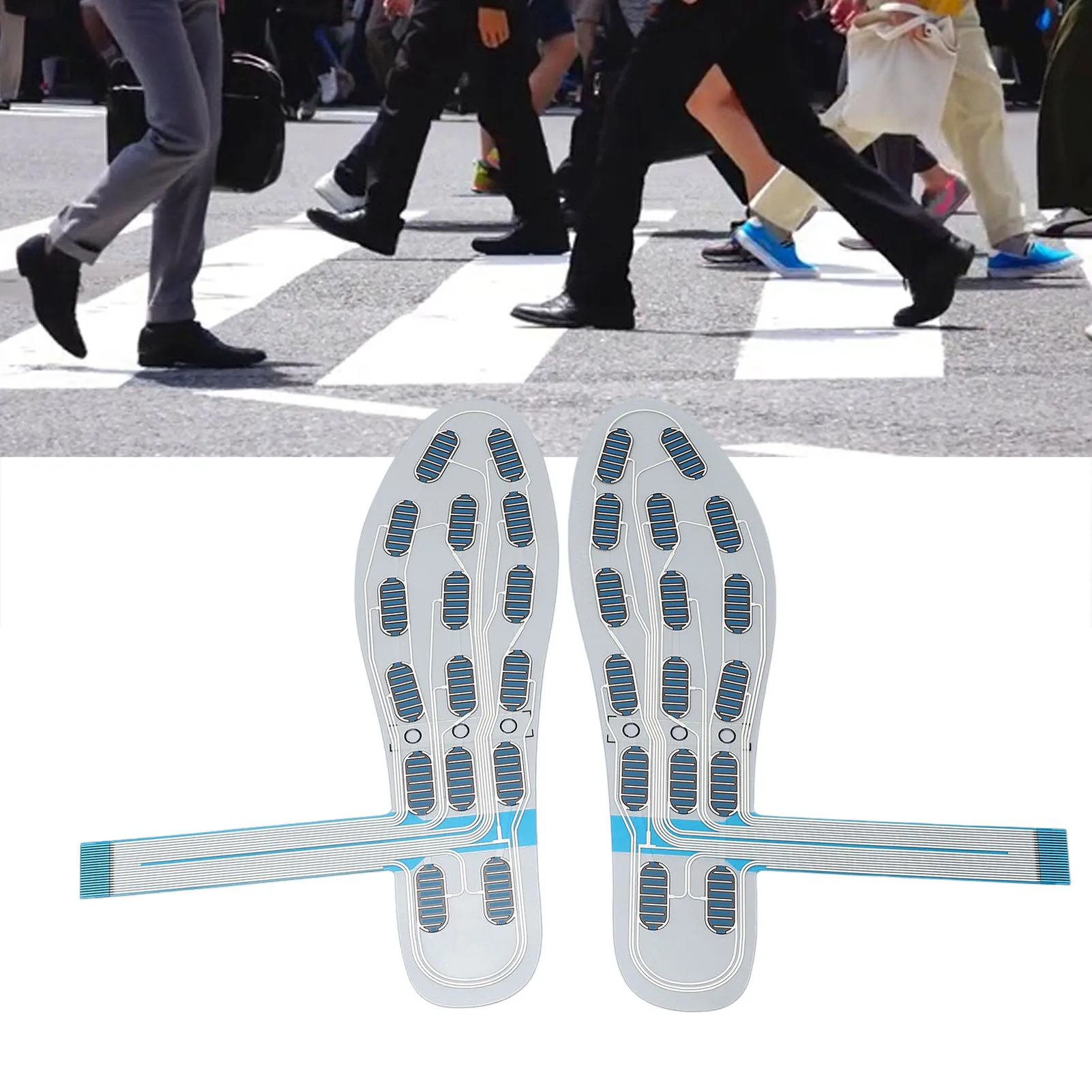 Thin Film Foot Pressure Sensor 1 Pair High Accuracy 16 Sensing Area Pressure Transducer Shoe Insole for Step Counting