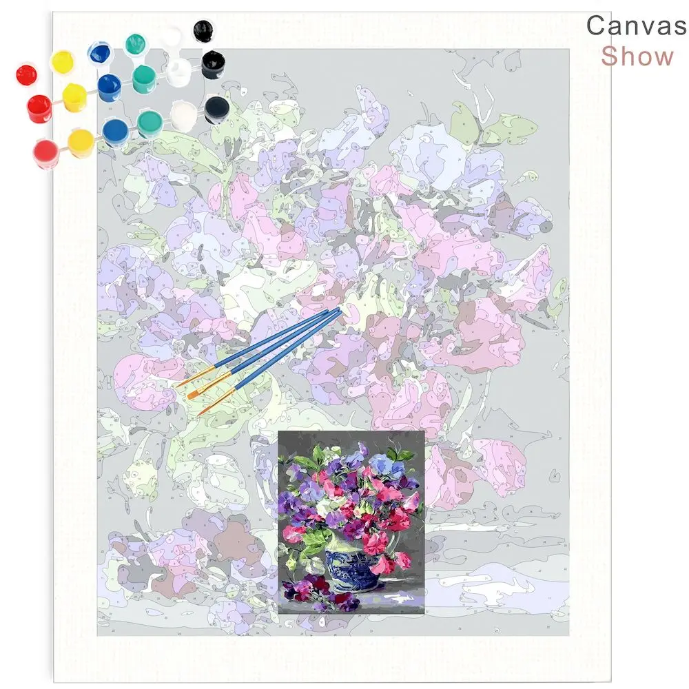 Painting by numbers kits oil picture by numbers painting by numbers Paint By Numbers Flower Set Colorful Oil Picture Drawing Canvas Frame Acrylic Paint For Adults Kits Coloring By Number Decor Art