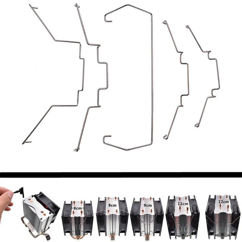 

8/ 9/ 12 for cm Fan Mounting On CPU Coolers Steel Clip Easy Smooth To Build 2pcs