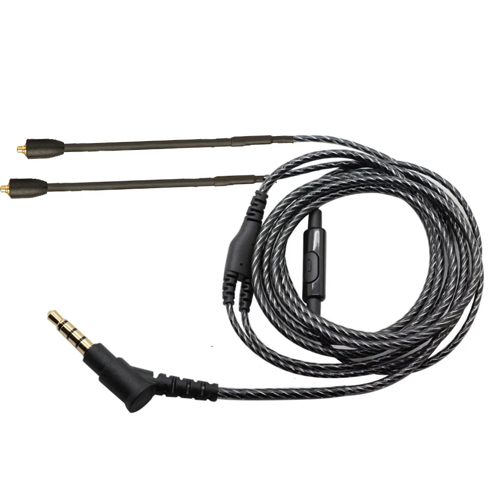MMCX SE215 Cable with MIC Single Crystal Copper Wire Detachable Cords for Shure SE215 SE315 SE425 SE846 Earphone Cable