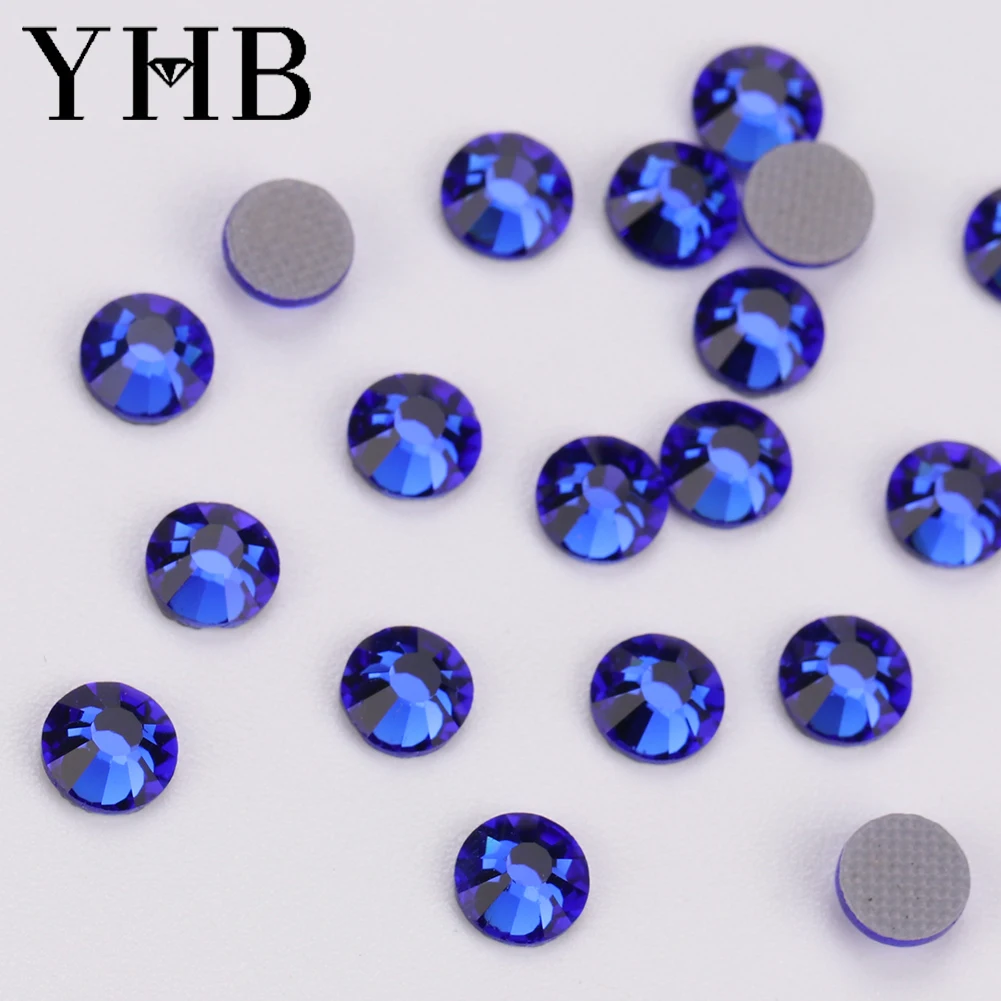 YHB 신발 가방에 대 한 고품질 블루 플랫 백 핫픽스 라인 석 손톱 공예 패브릭 의류 장식 DiY 쥬얼리 액세서리