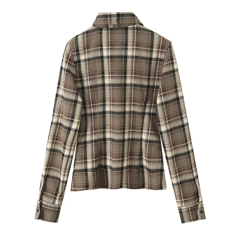 Street Fashion Plaid Slim Shirt 2 Pieces Sets Women Long Sleeve Tops Straight Long Pants Set 2025 Autumn Casual Woman Outfits