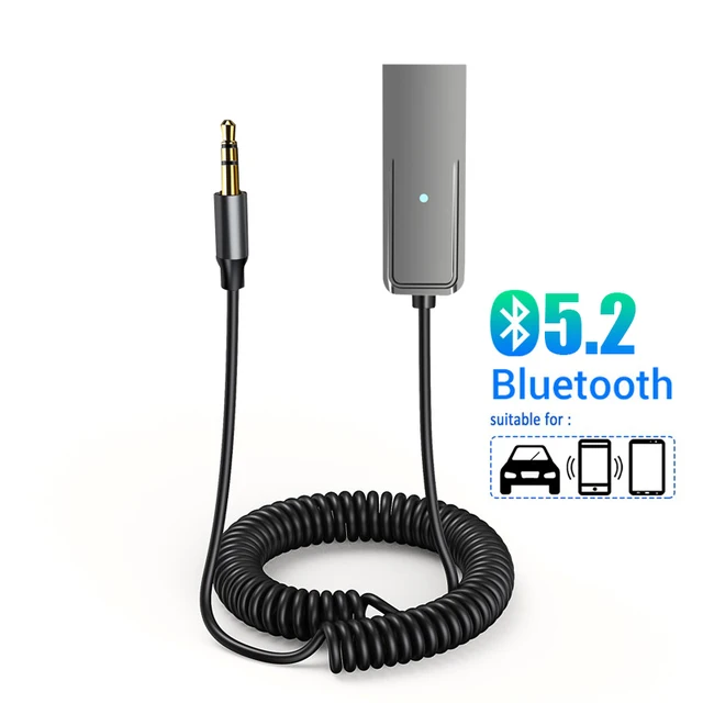 AUX Bluetooth Adapter Car 3.5mm Jack Audio Transmitter Wireless 5.2 Receiver USB Dongle Cable Handsfree Car Kit With Microphone