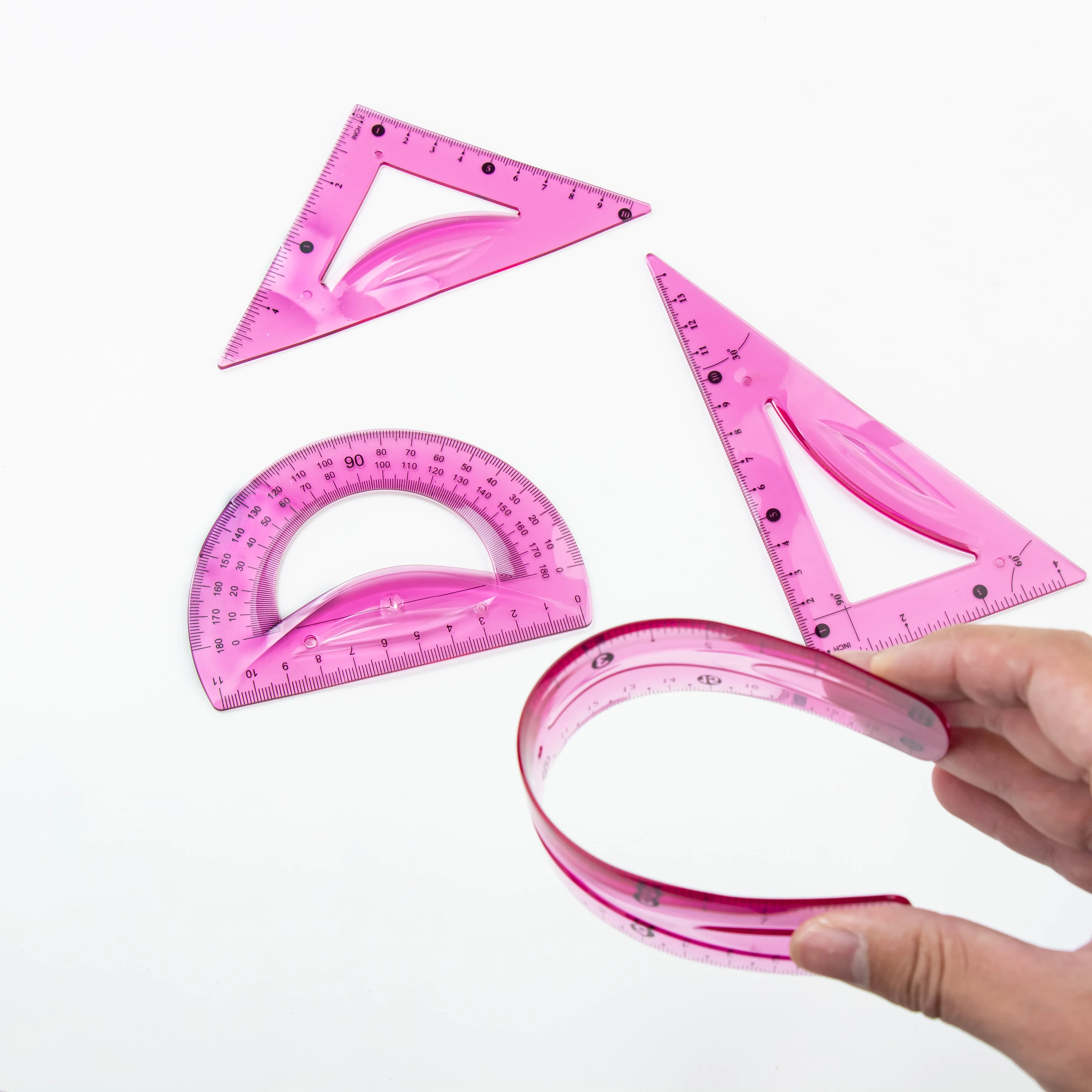 20cm 투명 소프트 자 4개 세트 ? 다양한 색상 옵션이 있는 다용도 측정 및 그리기 도구