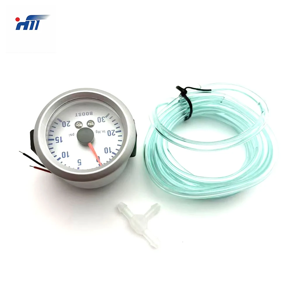 2.52인치 터보 부스트 게이지 -30인치인치파운치에서 35PSI까지 기계식 화이트 LED 부스트 게이지 스모크 렌즈 부스트 센서 (12V 자동차용 부스트 게이지)