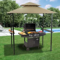 Soft Top BBQ Canopy - 8'X5' Outdoor Grill Gazebo Grill Canopy (Tent) with 4pcs Detachable LED Light 1