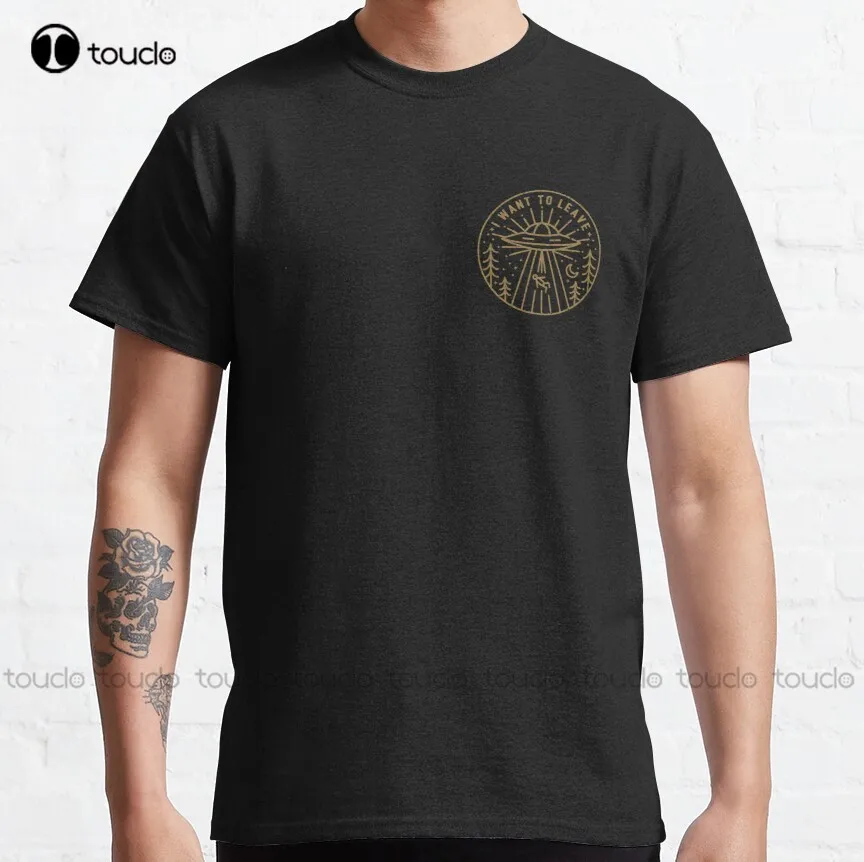 

I Want To Leave - Pocket Classic T-Shirt Dad Shirts Fashion Design Casual Tee Shirts Tops Hipster Clothes Make Your Design Retro