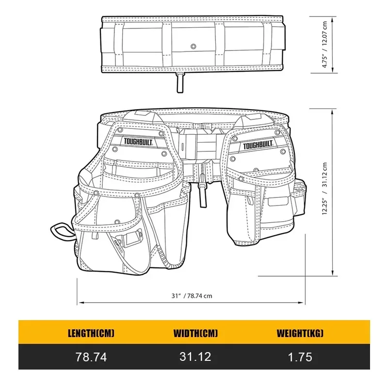 ToughBuilt TB-CT-111-CP 3PC Handyman Tool Belt Set Tools Packaging Bag 2