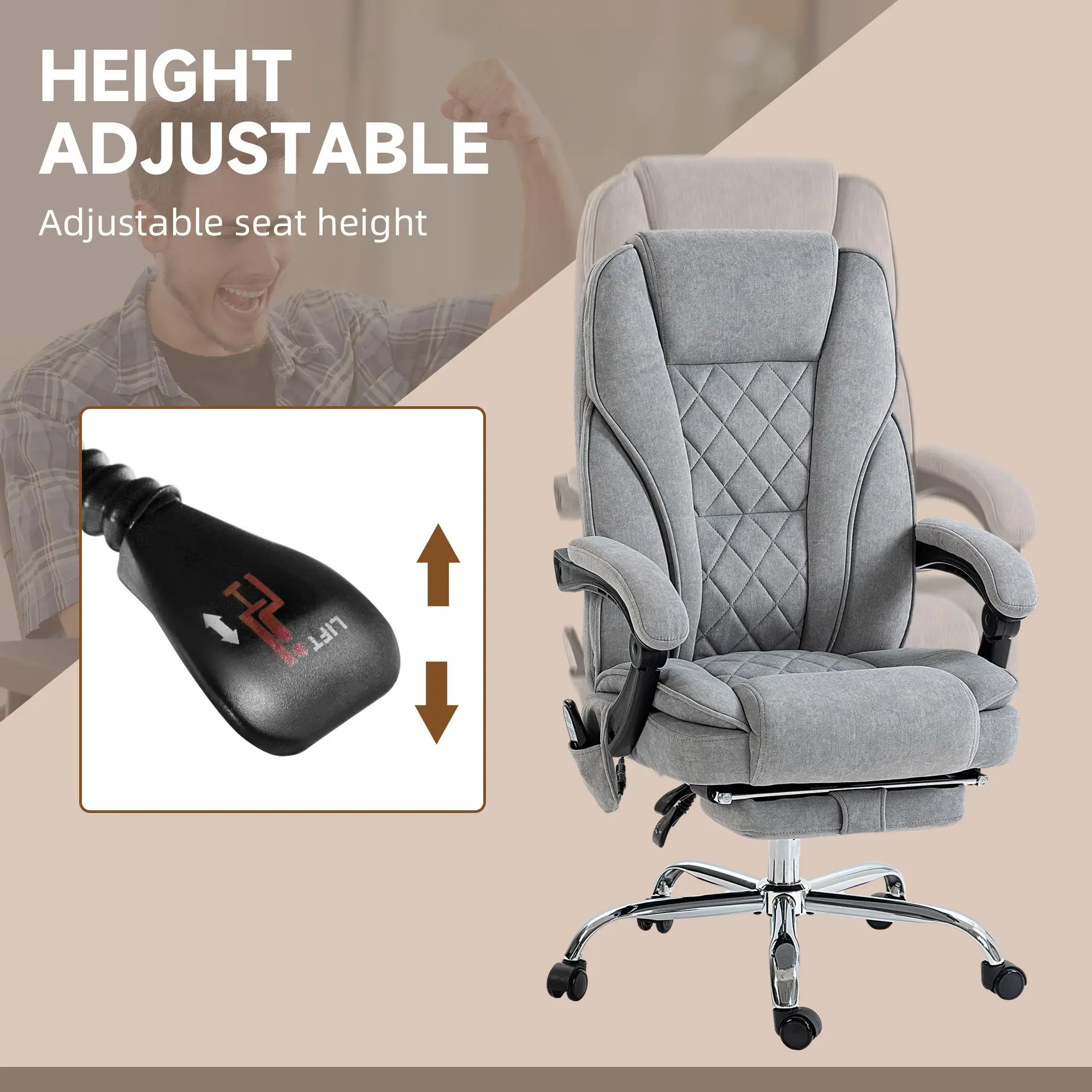 Heated Massage Office Chair – Reclining Computer Chair with Footrest 5