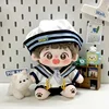 New Handmade 4pc/set Cream College Doll Clothes 20cm White College Coat Jk School Uniform Hat Shirt Kpop Doll Clothes Outfits 1