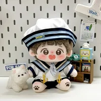 New Handmade 4pc/set Cream College Doll Clothes 20cm White College Coat Jk School Uniform Hat Shirt Kpop Doll Clothes Outfits 1