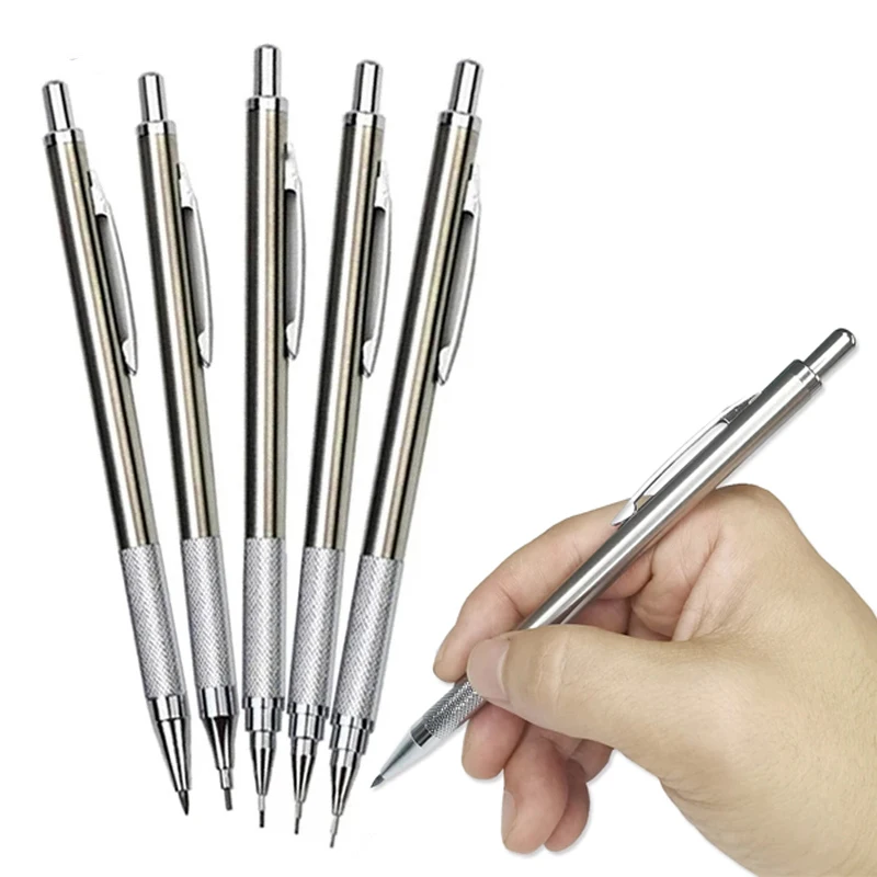 Mechanical Pencils 0.3/0.5/0.7/0.9/1.3/2.0mm Office School Writing Art Painting Tools Metal Automatic Creative Stationery