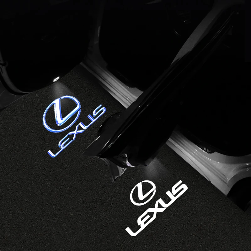 렉서스 RX ES LS IS LX GS GX LC RC UX 차량용 LED 웰컴 도어 라이트 2개, 자동차 아이콘 레이저 장식 램프 프로젝션 고스트 섀도우