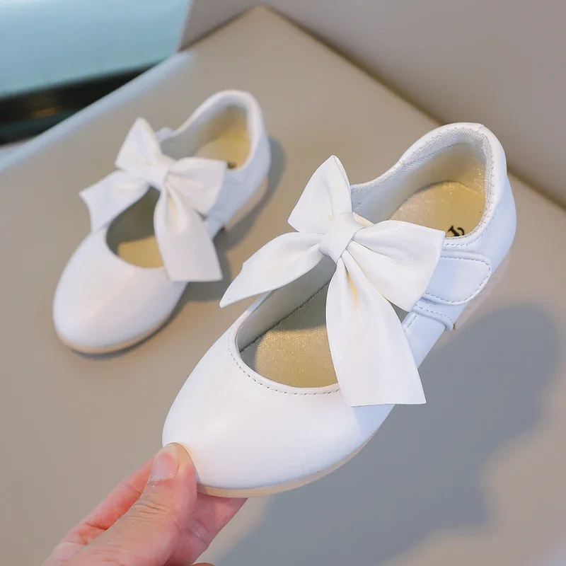 Girls princess shoes shallow bowknot metallic color fashion sweet girl's Mary Janes shoes light non-slip 26-36 kids ballet flats