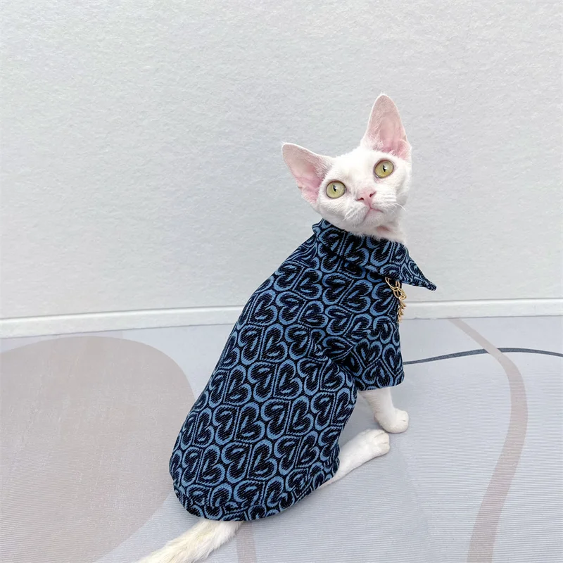 

Denim Shirt Jacket for Sphynx Cat, Cat Costume, Kitten, Thick, Anti-Lick, Hairless Cat Clothes, Devon Rex, Outfits, Fall, Winter