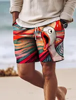 Screaming Chicken Graphic Men's Board Shorts Swim Shorts Swim Trunks Drawstring 3D Prints Quick Dry Short Casual Daily Wear 1
