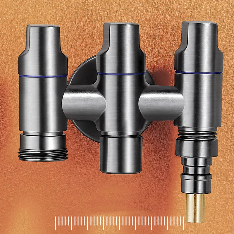 One-in Three-out Angle Valve Independent Switch Water Heater Toilet/Washing Machine Multi-function Three-Control Faucet