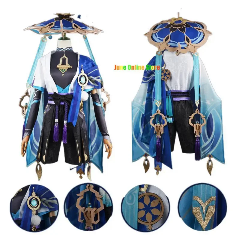 

Scaramouche Cosplay Genshin Impact Costume Wig Hat Full Set Anime Halloween Genshin Cosplay Wanderer Costume Uniform for Men