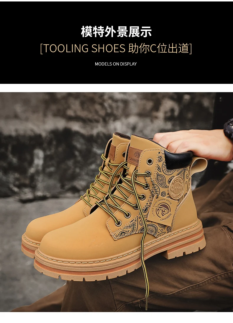 CYYTL Mens Boots Casual Winter Shoes Platform Leather Outdoor Designer Luxury Work Safety Ankle Sneakers Chelsea Cowboy Tactical