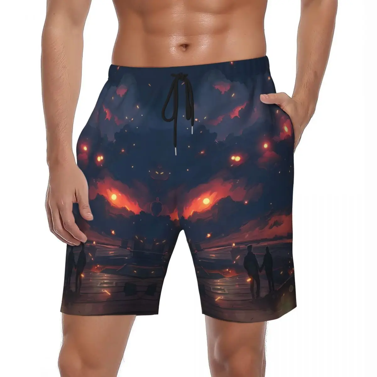

Bathing Suit Night View Gym Shorts Summer Very Textured Casual Beach Short Pants Man Design Running Quick Dry Beach Trunks