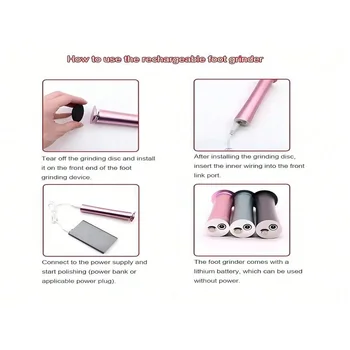 Electric foot callus remover, cordless foot file, rechargeable automatic remover, pedicure tool, remover, sharpener, grinder 5