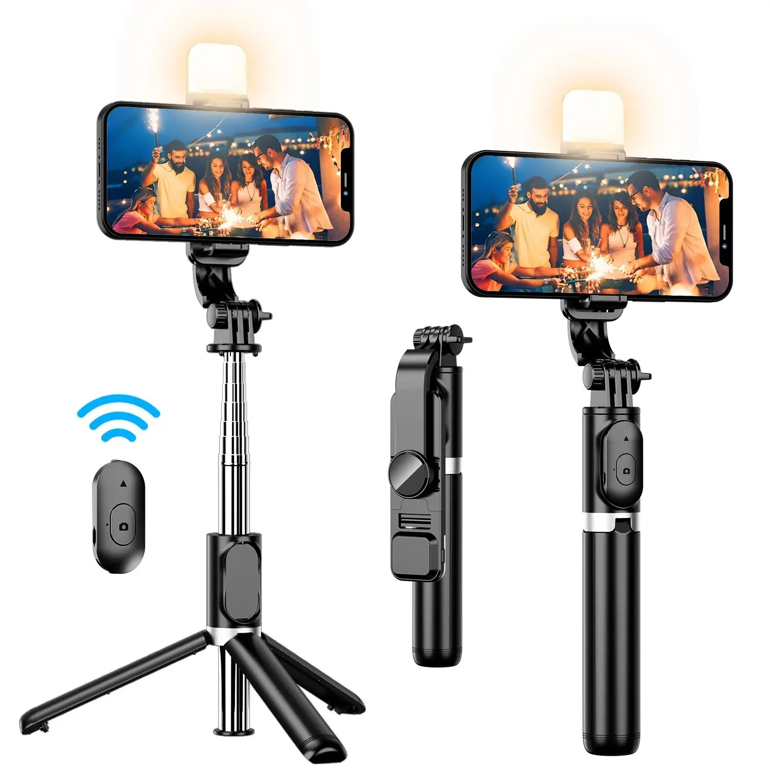 FANGTUOSI Portable Extendable Selfie Stick With Wireless Remote Control Phone Tripod Holder 360 Rotation Compatible With Iphone