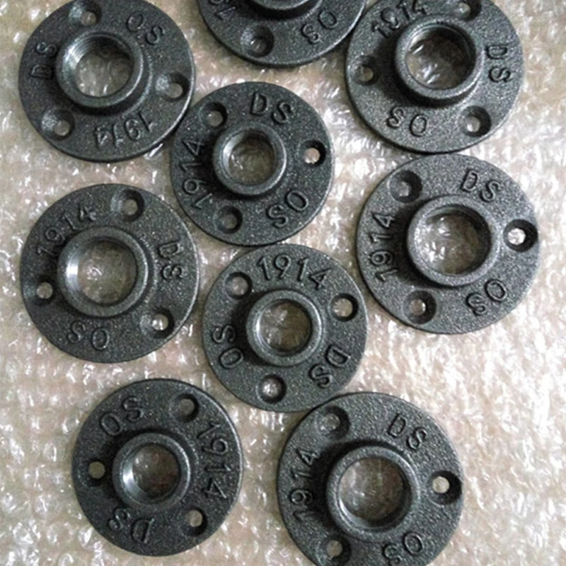 6pcs Iron Pipe Fittings Wall Mount Floor Antique DN15 DN20 Flange Piece Hardware Tool cast iron flanges