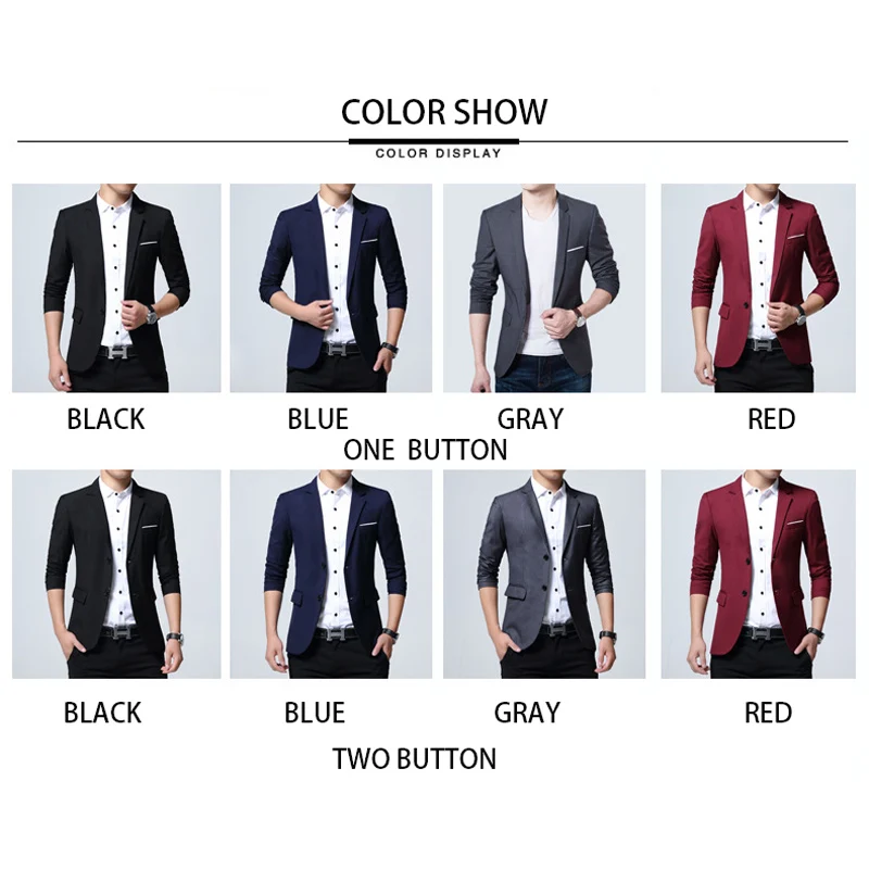 BROWON Spring Autumn Men Jacket Suit One Button Korean Style Blazer Non-ironing Mens Wedding Tuxedos Suits Blazer Masculino