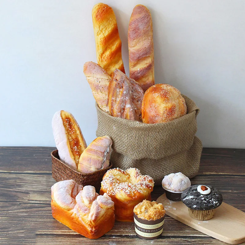 Artificial Fake Bread Ornaments French Baguette Cake Bakery Model Kitchen Home Decor Kid Toy Donuts Simulation Bread Photo Props kitchen food toys bread food model food photography props donut photography props food model