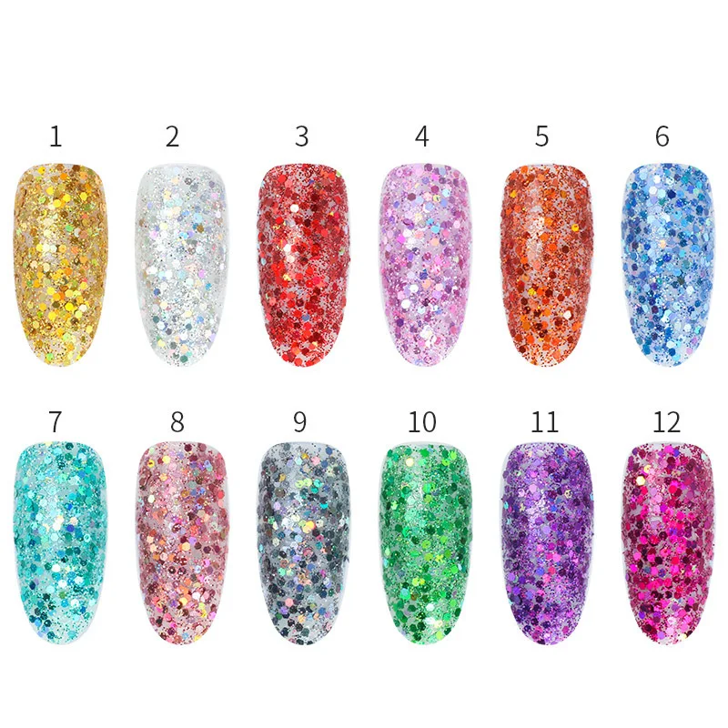 24 Colors Holographic Nail Glitter Set