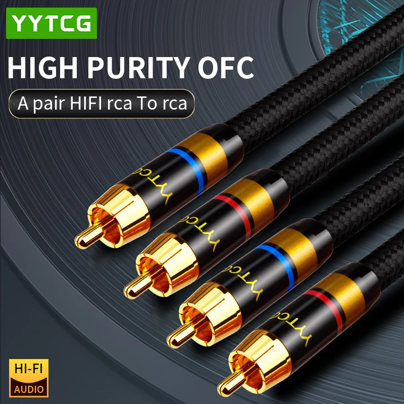 Фото Кабель для подключения YYTCG 2RCA к 2RCA для усилителя DAC TV DVD высокопроизводительный Премиум Hi-Fi аудиокабель HiFi RCA аудиокабель №1