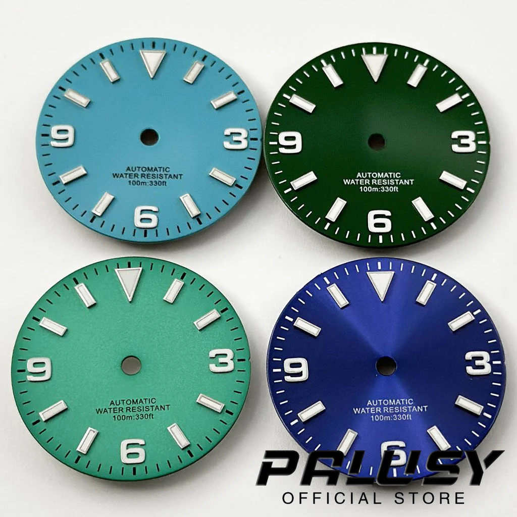 29Mm Sky Blue Green Watch Dial Verde Luminoso Per Nnh35 Eta 2824 2836 Miyota 8215 821A Mingzhu Dg2813 3804 Seagull 1612 Movimento