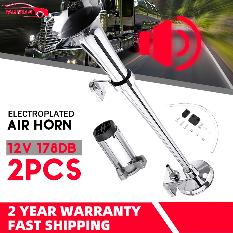 12V Electric Air Horn 178DB Super Loud 16 inch Car Siren Tone Pump Loud Single Trumpet Compressor for Truck Van Lorry Boat car siren horn car air horn