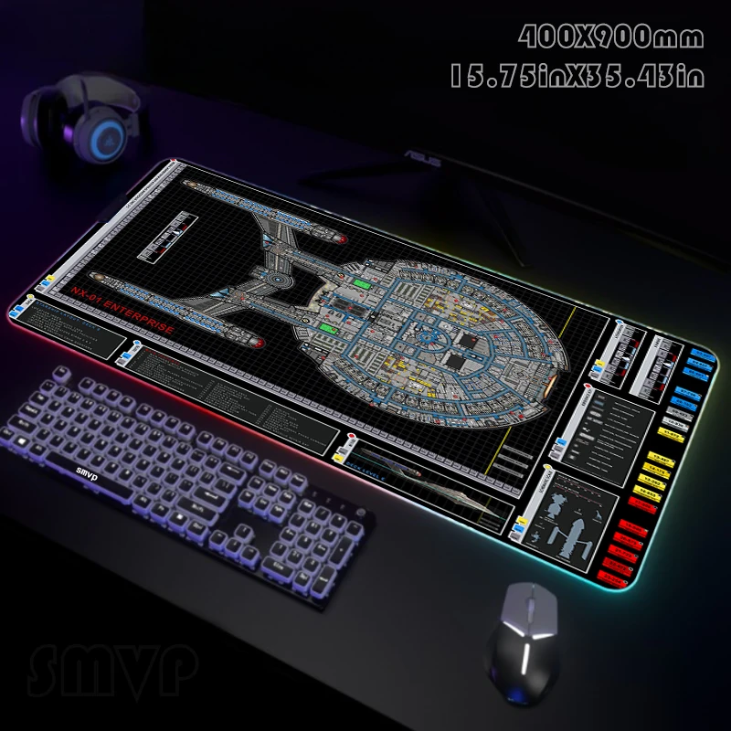 

Spaceship Large RGB Mouse Pad XXL Gaming Mousepad LED Mouse Mat Gamer Mousepads Luminous Table Mats Desk Pads With Backlit
