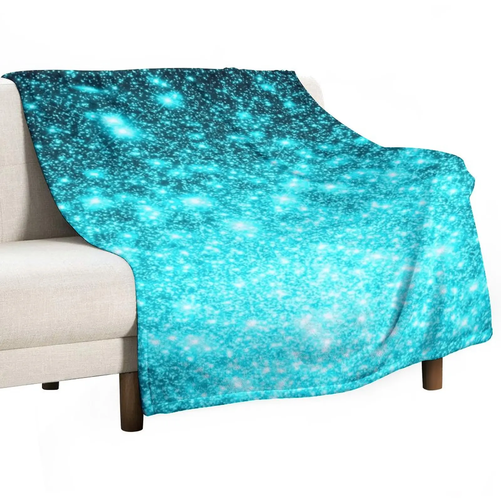 

Teal Galaxy Sparkle Stars Ombre Throw Blanket Vintage Blanket Fluffy Shaggy Blanket