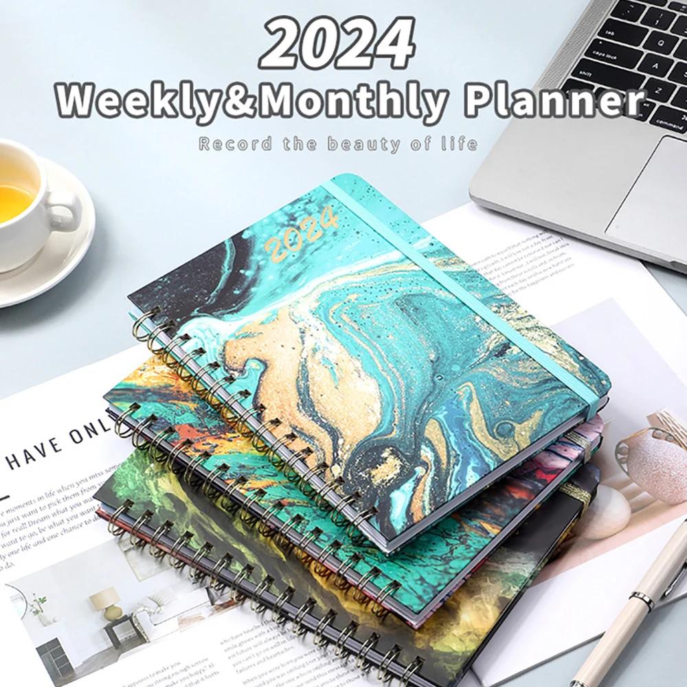 

2024 A5 Planner Spiral Notebook Schedule Book Notepad Weekly Planner Agenda Stationery Office School Supplies