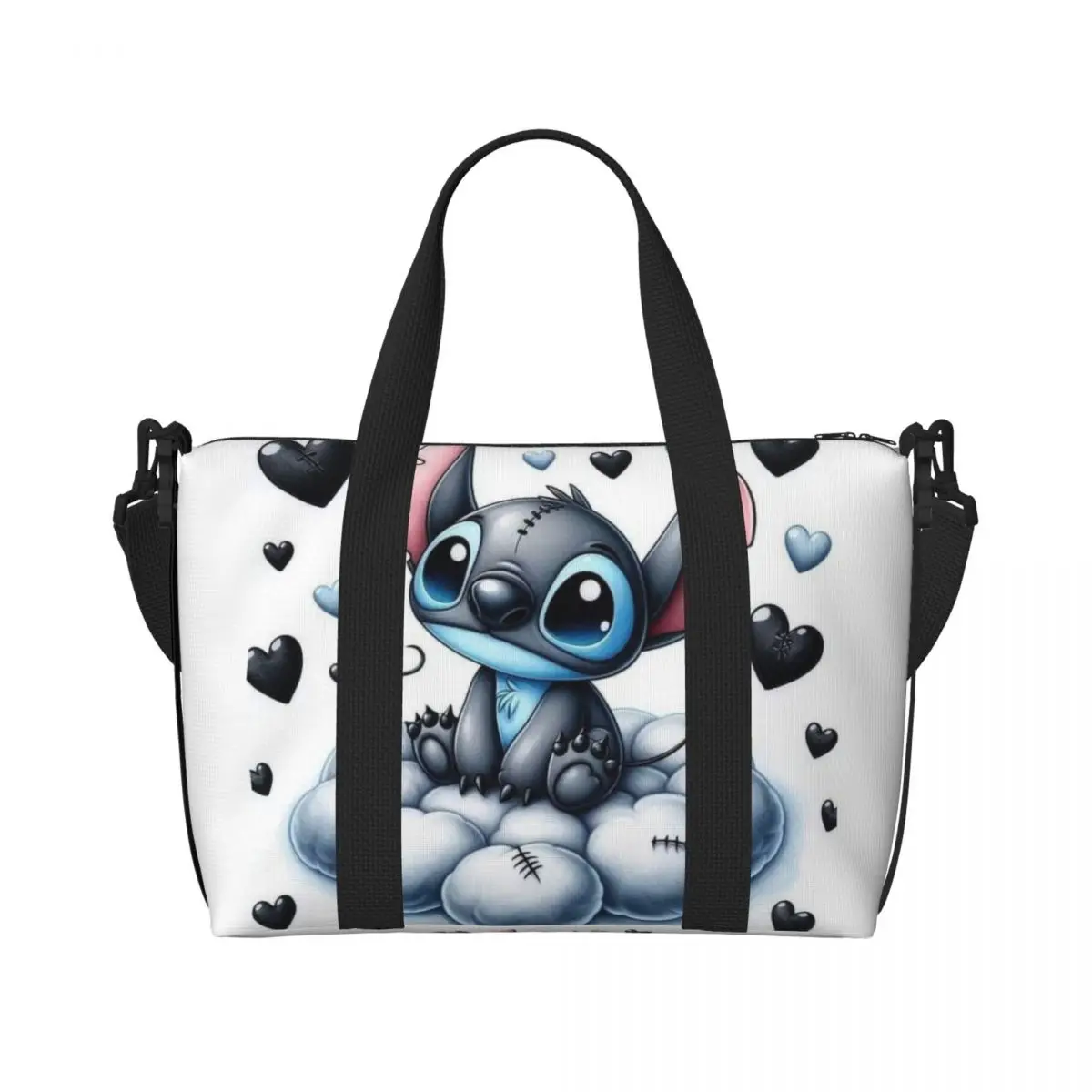 Custom Large SLilo And Stitch Cartoon Tote Bag Women Anime Shopping Shoulder Beach Gym Travel Bag travel bags canvas tote bag leisure bag