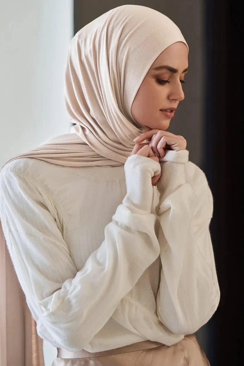 2024 New Muslim Women Jersey Hijab Scarf Solid Color Head Wrap Fashion Headscarf Turban Islam Veil Flexible Premium Modal 3