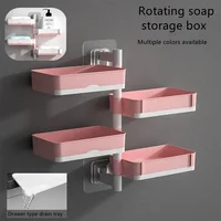 Soap Holder No Punching 180° Rotatable 4 Layers Soap Box Container Toilet Bathroom Wall Mounted Soap Holder Bathroom Storage Box 1