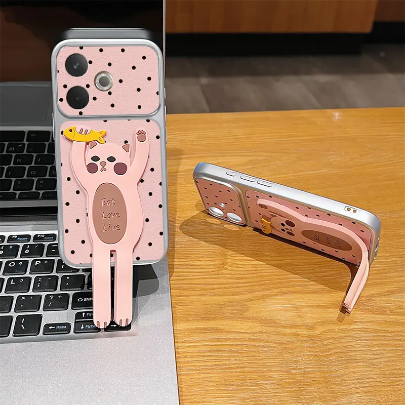 Polka Dots Cat Case with Stand Holder