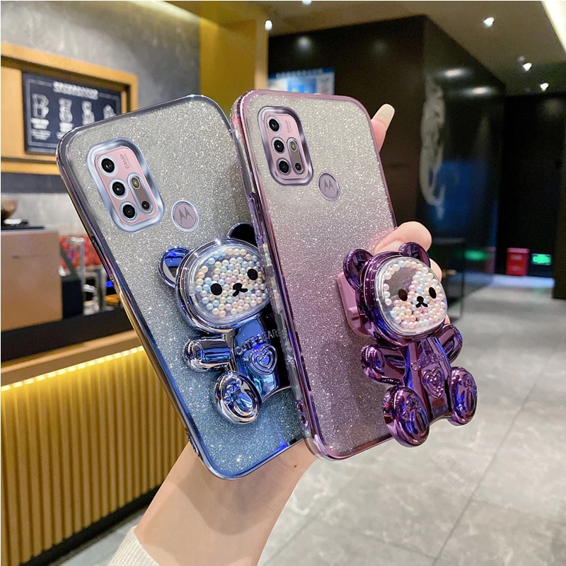 Sparkling Bear Bling Silicone Phone Holder Case