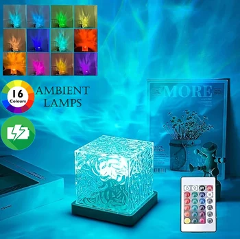 ocean wave night light RGB 16 Colours Night Light Remote Ocean Wave Projection Lamp Aurora Projector 1