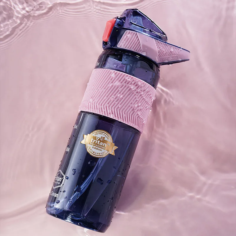 Sports Water Bottle Sports Bottle Water Bottle Shaker Bottle 750ml Tritan Material Water Bottle With Straw Eco-Friendly Durable Gym Fitness Outdoor Sport Shaker Drink Bottle