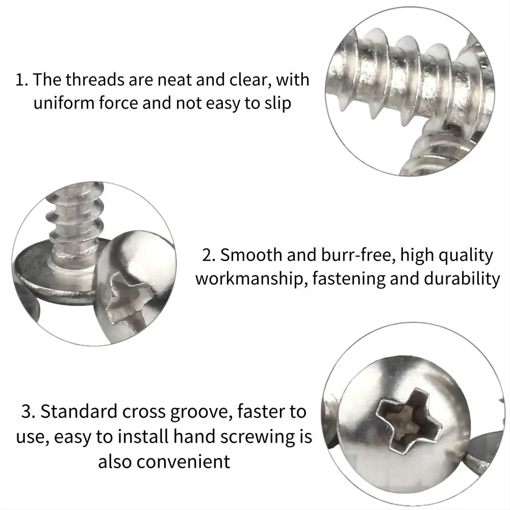 304 Stainless Steel Cross Recessed Truss Head Self Tapping Screw Phillips Mushroom Head Wood Screws 10/20/50pcs M3 M4 M5 M6